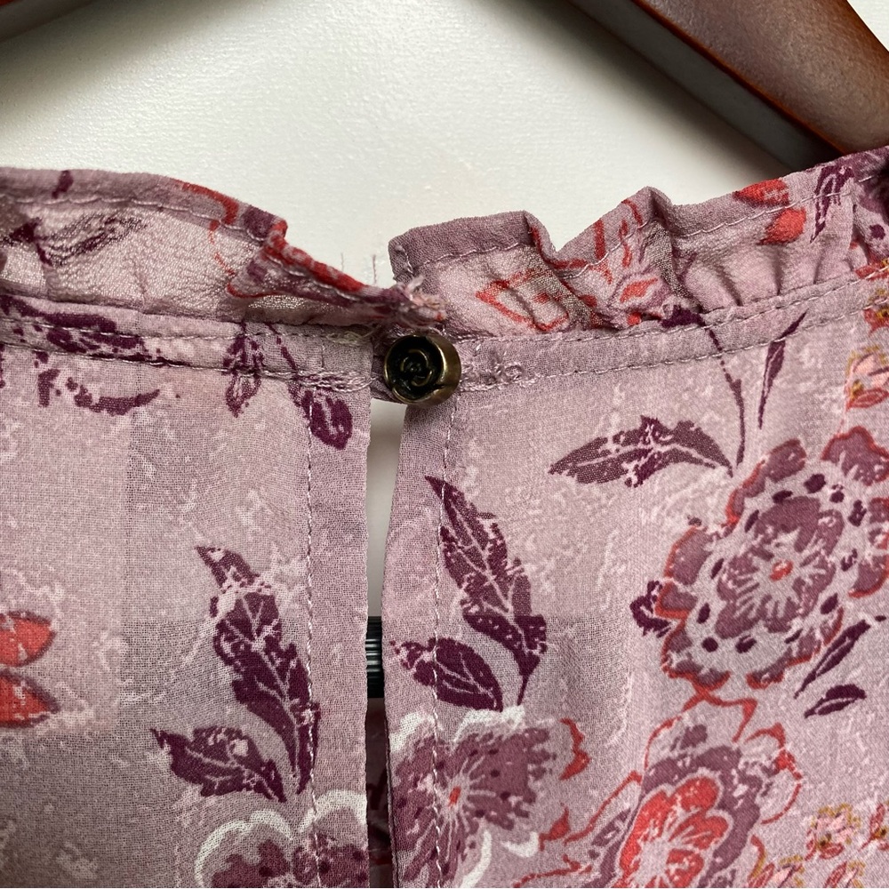 Knox Rose Lavender and Coral Floral Sleeveless Tank Blouse with Embroidery XS - Picture 6 of 6